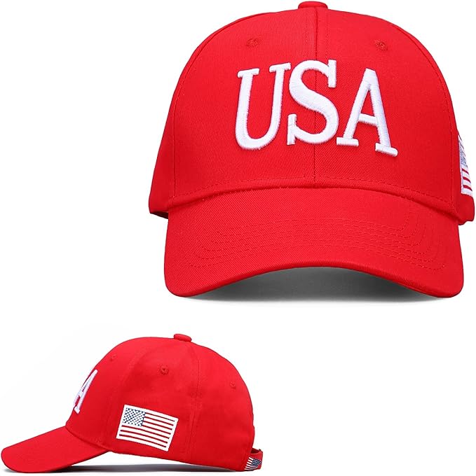 USA Trucker Hat for Men & Women American Flag Cap Adjustable Baseball Cap Mesh Snap Patriotic 3D Embroidered Cap