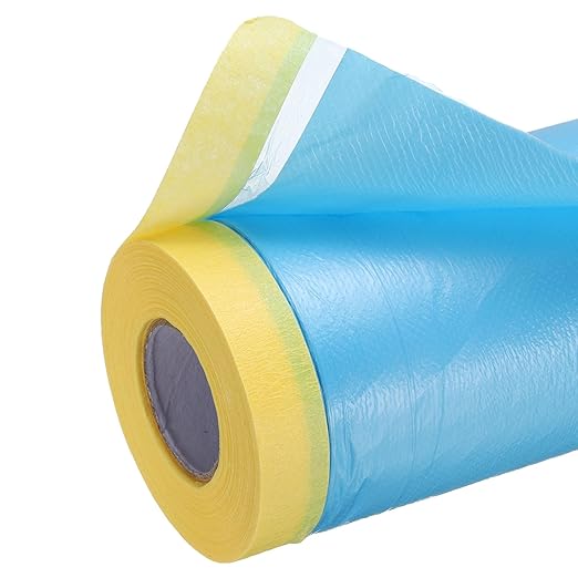 uxcell Pre-Taped Masking Film, 3.6ft x 66ft Plastic Paint Drop Cloth - Image 4