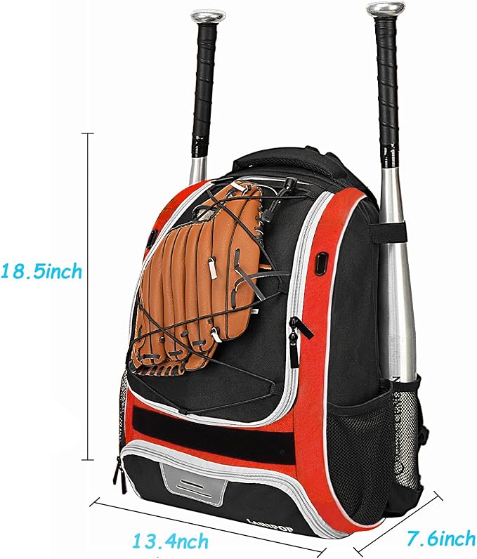 LARIPOP Youth Baseball Bag, Bat Backpack with Fence Hook & Separate Shoe Compartment, Waterproof Equipment Bag for Baseball, T-Ball & Softball