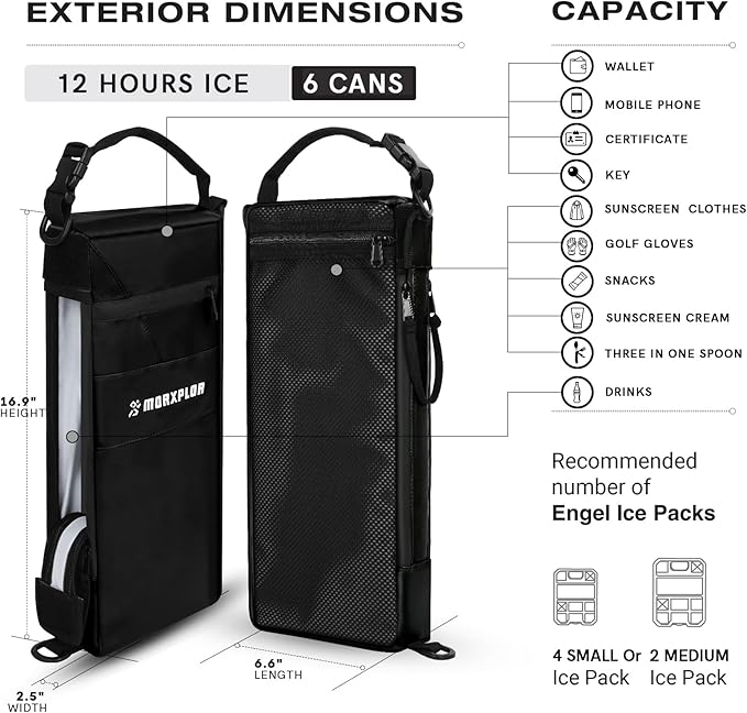 Golf Cooler Bag - 6 Can Insulated Beer Sleeve Soft Cooler,Golf Cart Accessories,Golf Club Bag Accessories