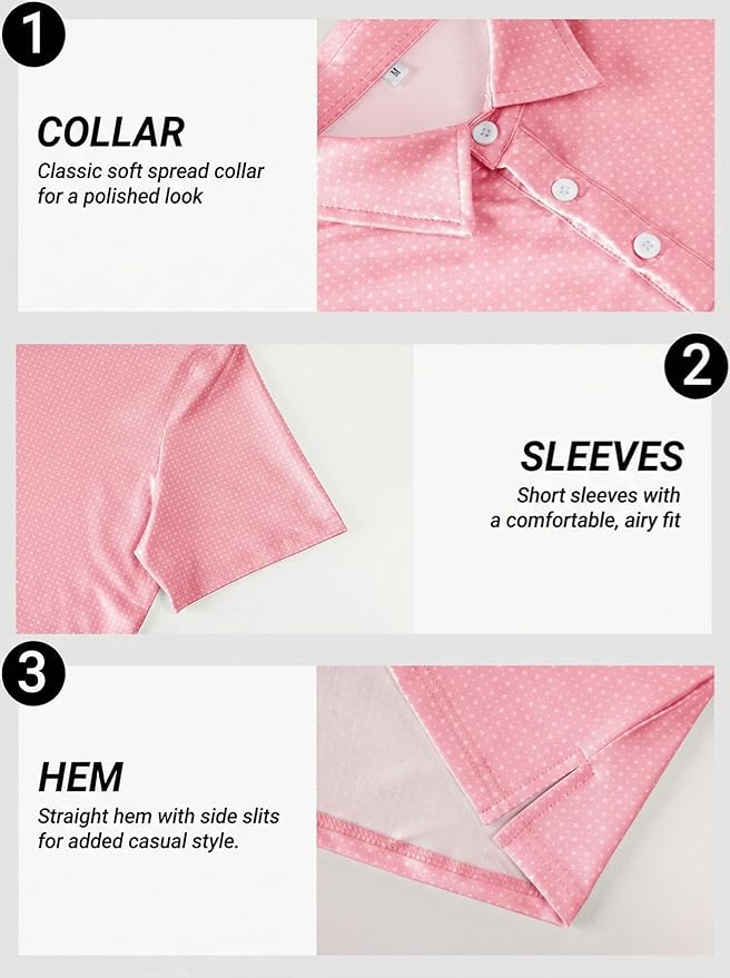 Men's Golf Polo Shirts Short Sleeve Moisture Wicking Dry Fit Performance Print Patterns Collared Polo Shirt