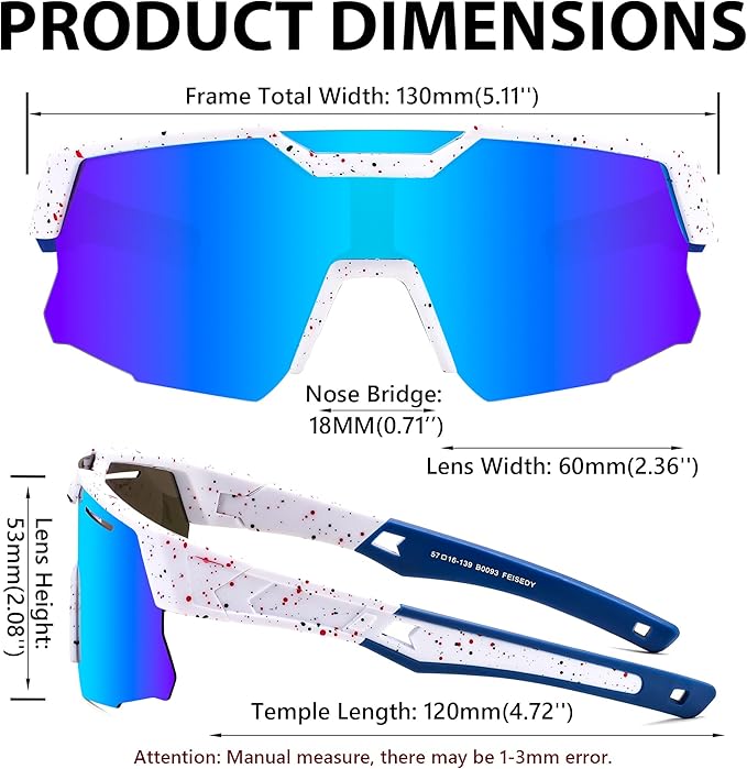 FEISEDY Kids Sunglasses Youth Baseball Sun Glasses, UV400 Sports Teens Cycling Shades for Boys Girls Age 8-16 B0048