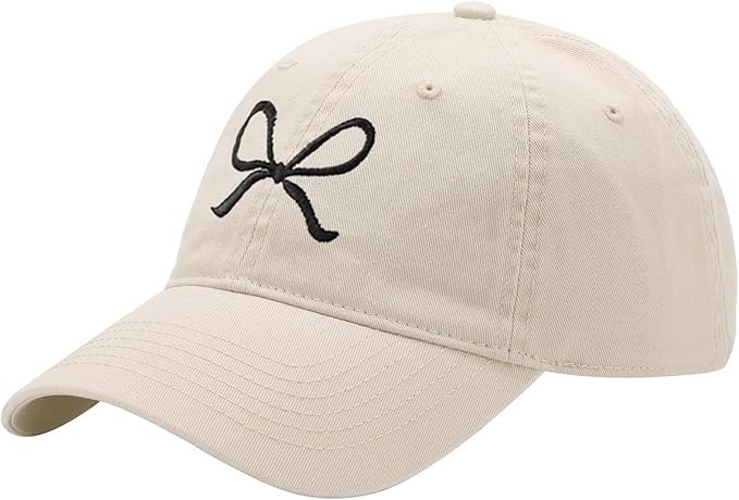 Trendy Bow-Tie Baseball Cap for Women and Men Trucker Hats Y2k Adjustable Fashion Sun Hat with Visor for Hiking & Travel