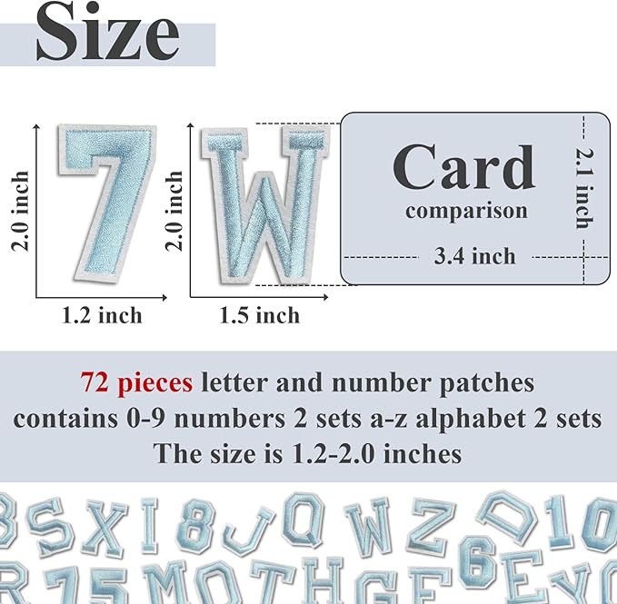 Letter and Number Iron On Patches, A-Z Alphabet and Numbers 0-9 Embroidery - Image 2
