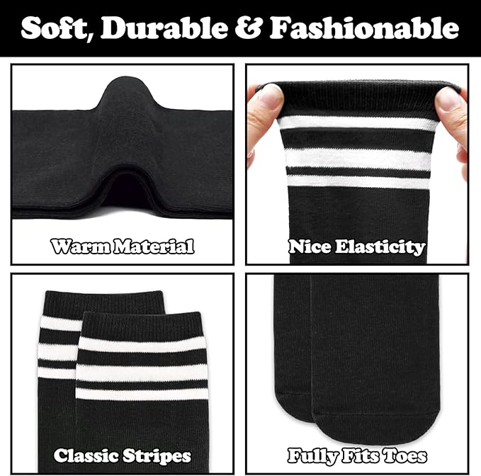 Sarfel Kids Soccer Socks Toddler Soccer Socks Girls Boys Soccer Socks Kids Tube Socks with Stripes Toddler Knee High Socks