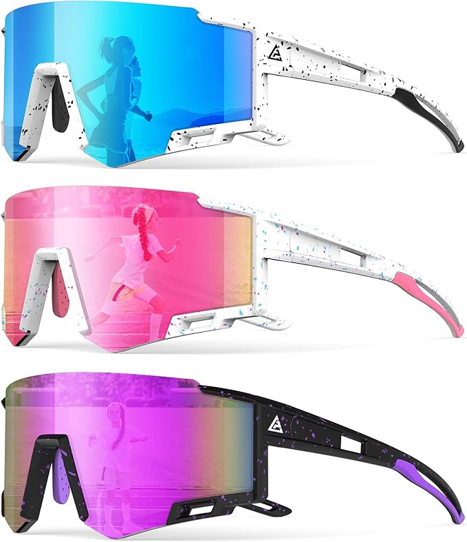 Kids Sunglasses Youth Baseball Sunglasses for Boys Girls Age 6-14 Sports UV400 Protection SunGlasses 3 Pack