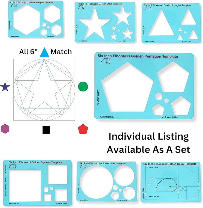 Pentagon Stencil Template for Drawing and Drafting: A Fibonacci-Inspired - Image 5