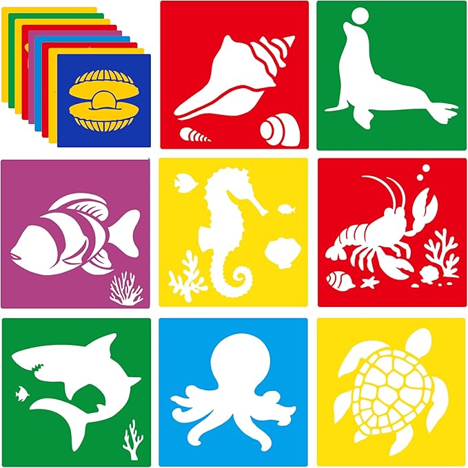 24 Pieces Stencils for Kids, Large Drawing Stencils Chalk Template, 8 Inches by LAQUEENIE
