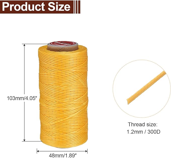 uxcell Flat Leather Sewing Waxed Thread, 140m / 153 Yards Polyester Wax String - Image 2