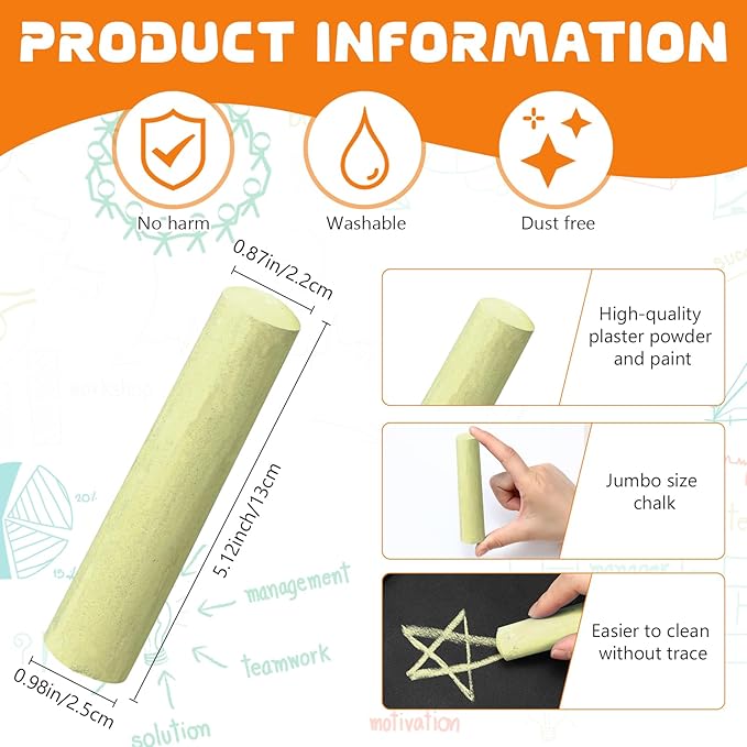 25 Pcs Sidewalk Chalks for Kids Non Toxic Jumbo Chalk for Party Gift Outdoor - Image 2