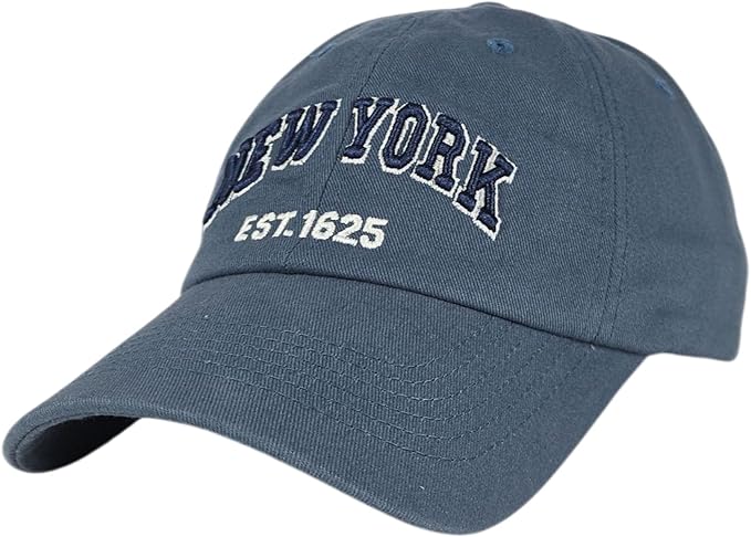 Elidan NY Dad Hat New York EST.1625 Cotton Cap, Adjust Buckle Strap, Unstructured Low-Profile NY Baseball Cap for Men & Women