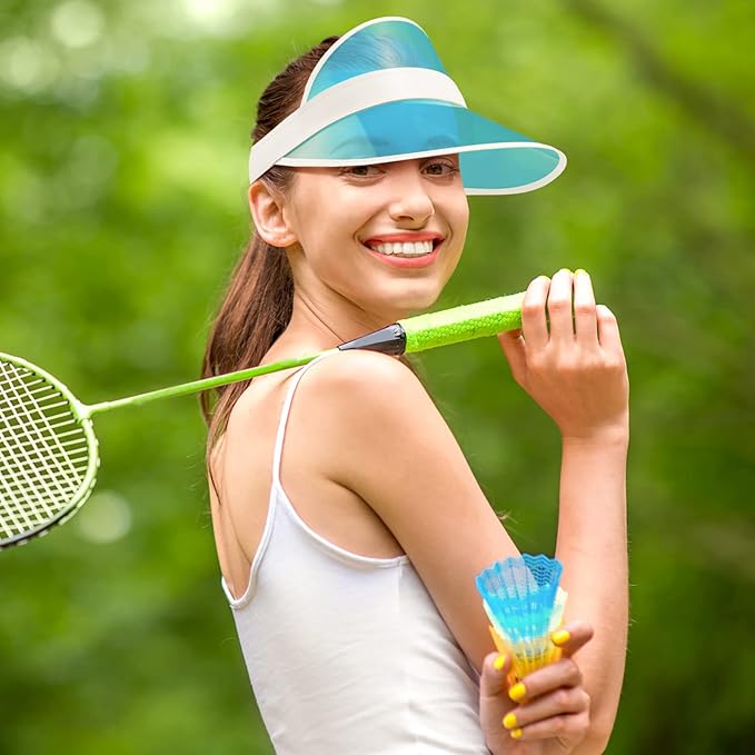 JenPen 12 Pack Unisex Plastic Sun Visors Hats Clear UV Protection Poker Cap for Men Women Sports Outdoor Golf Activities