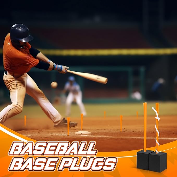 Shappy 48 Pcs Base Plugs Baseball Base Anchors with Tassel Heavy Duty Rubber Plug Dig Tools for Baseball Field Softball Drill