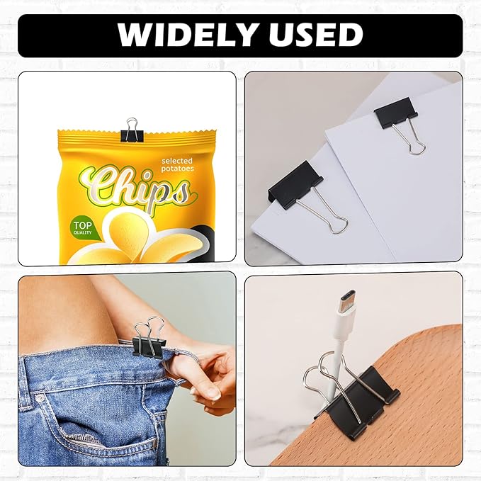 Yexiya 1000 Pcs Binder Clips Bulk Assorted Sizes Black Paper Clips Small Binder - Image 7