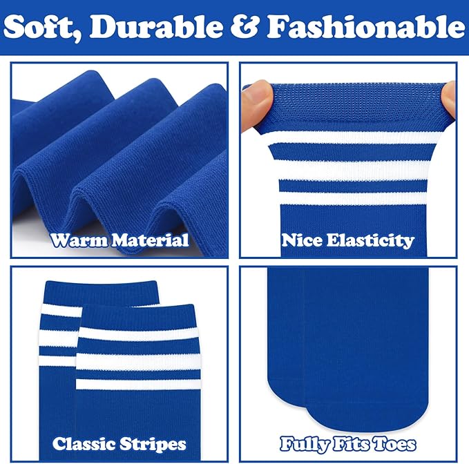 Sarfel Kids Soccer Socks Toddler Soccer Socks Girls Boys Soccer Socks Kids Tube Socks with Stripes Toddler Knee High Socks