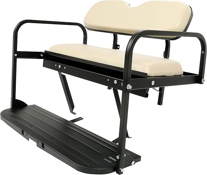 ECOTRIC Golf Cart Rear Flip Seat Kit Compatible with 2007-2016 Yamaha Drive G29 Flip Folding Down Steel+Leather Rear Seat Golf Cart Beige