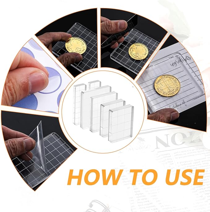 6 Pcs Acrylic Stamping Block Square Clear Stamping Block Tools - Image 4