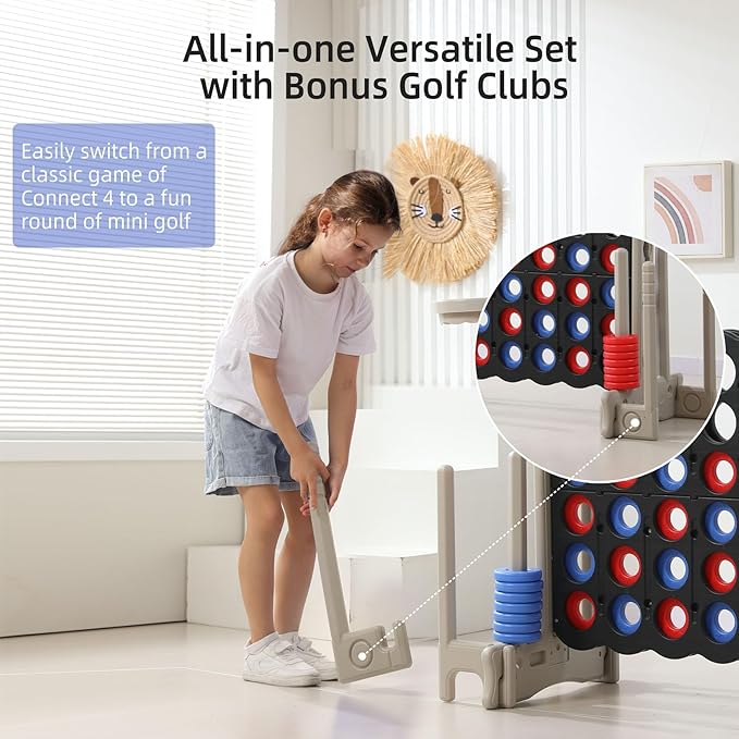 UNICOO® Jumbo 4 in a Row Game | Adjustable Height 4-to-Score Giant Yard Game Set - Image 7