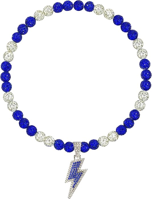 Baseball Necklace for Men 16/18/20 Inch Bling Ice Collection Lightning Bolt Pendant Necklace for Women Rhinestone Clay Beaded Discoball Accessories Gifts for Baseball Team Players Lovers