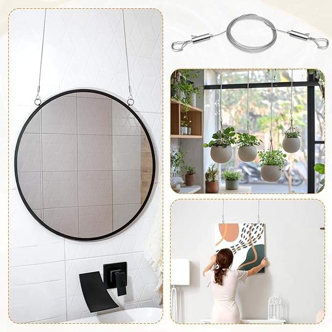 6PCS Heavy Duty Picture Hanging Wire 9.8ft X 1.5mm Mirror Frame Hanging Kit - Image 7