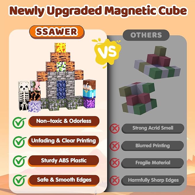 Magnetic Blocks, Magnetic Tiles Building Blocks, Magnet Cubes STEM Sensory Game - Image 4
