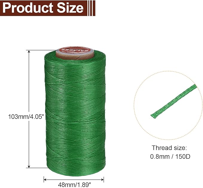 uxcell Flat Leather Sewing Waxed Thread, 270m / 295 Yards Polyester Wax String - Image 2