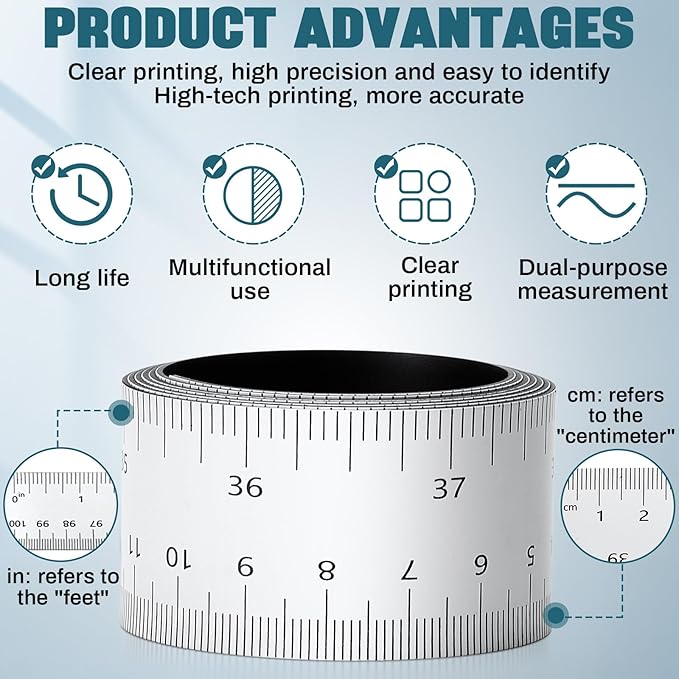 4 Pcs 39.37 Inch Magnetic Ruler Flexible Magnetic Ruler Magnet Measuring Tape - Image 4