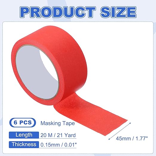 MECCANIXITY Masking Tape 1.8 Inch x 21 Yard Painter's Tape Red Paint Tapes - Image 2