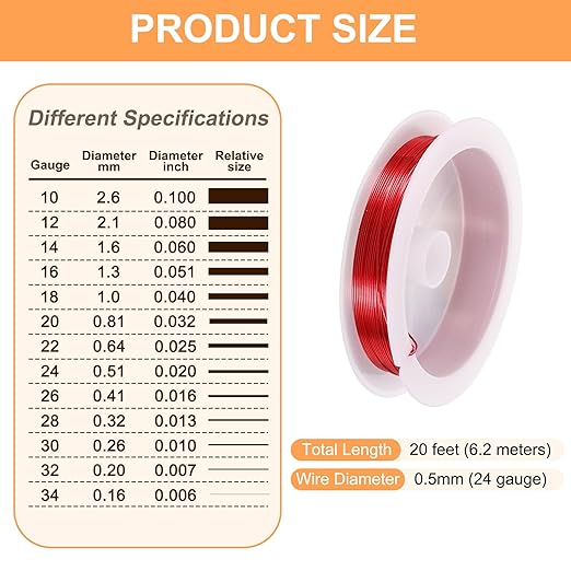 HARFINGTON 20ft Jewelry Wire, 24 Gauge Brass Craft Soft Metal Tarnish Resistant - Image 2