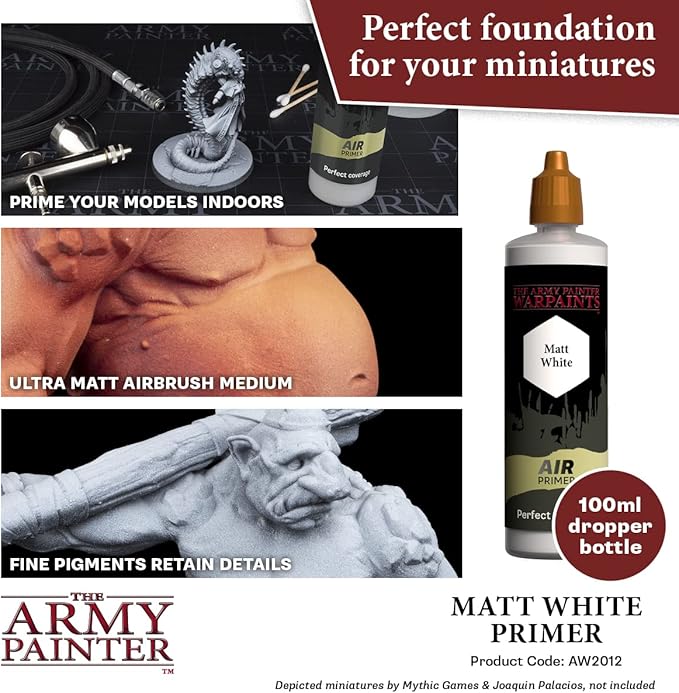 The Army Painter Airbrush Primer White, 100ml Dropper Bottle Acrylic Paint - Image 2