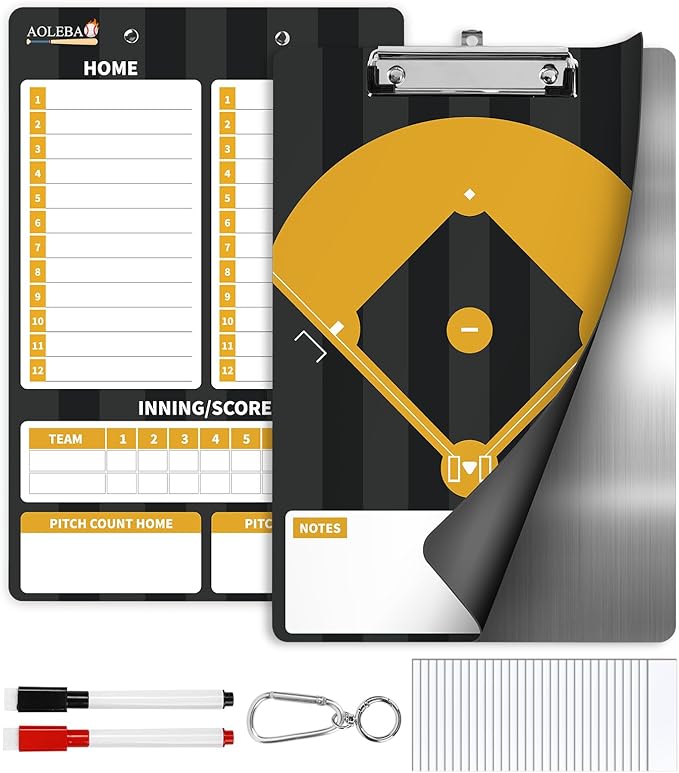 AOLEBA Baseball Lineup Board for Dugout,Dry Erase Magnetic Metal Baseball Clipboard for Coaches
