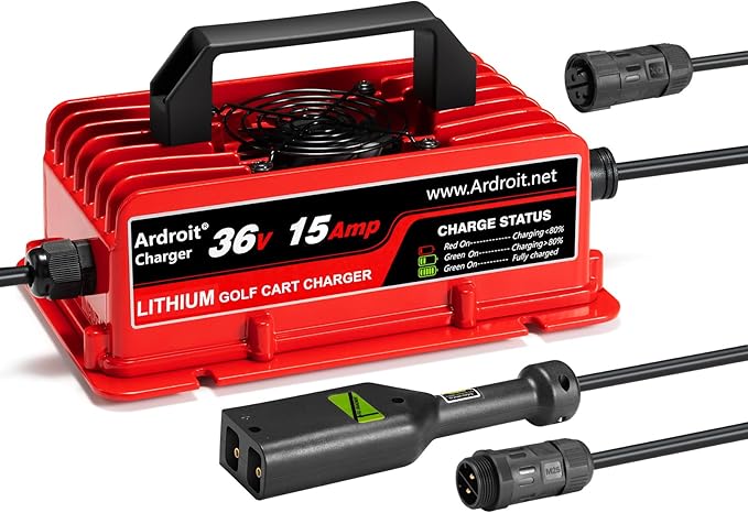 36V Lithium Battery Charger, 43.8V 15A Fast Charging for Golf Cart, IP67 Waterproof, 36 Volt 15 Amp Lithium Charger, Fully Automatic Smart Charging