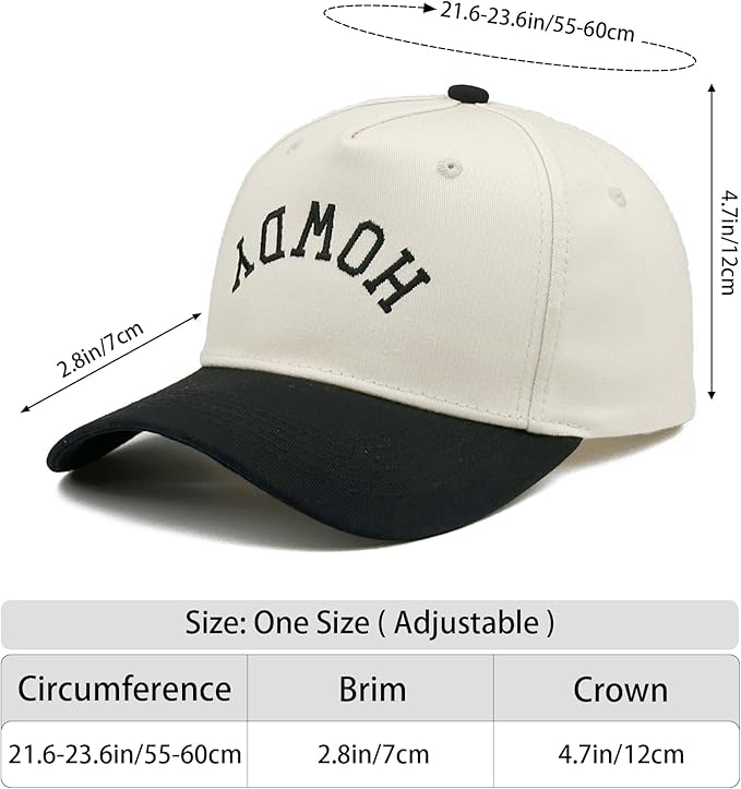 Two-Tone Cotton Baseball Cap with Embroidered Western Sayings - Adjustable Cowboy Style Hat for Men and Women