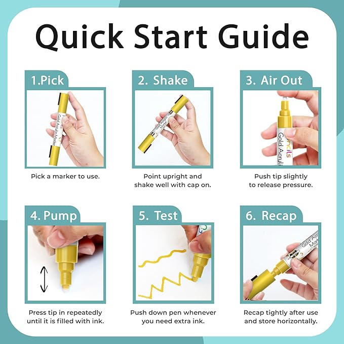 4 Dual Tip Gold Paint Pen Metallic - Image 8