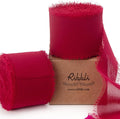 Ribbli Dark Red Chiffon Ribbon 1-1/2 inch x 20 Yard Handmade Fringe Chiffon by Ribbli
