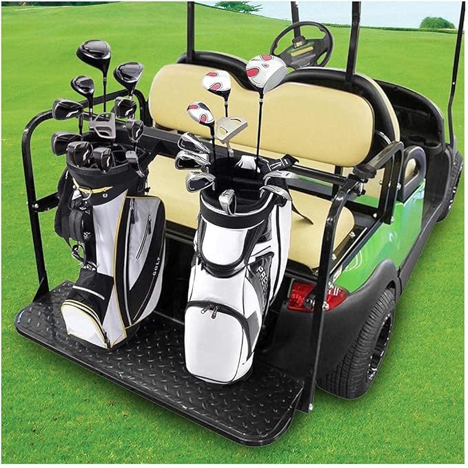 10L0L Upgraded Golf Cart Bag Holder Bracket for Most 2+2 Golf Cart Rear Seat with 1 Inch Square Tube,No Drilling Attachment Adjustable for Yamaha, EZGO and Club Car