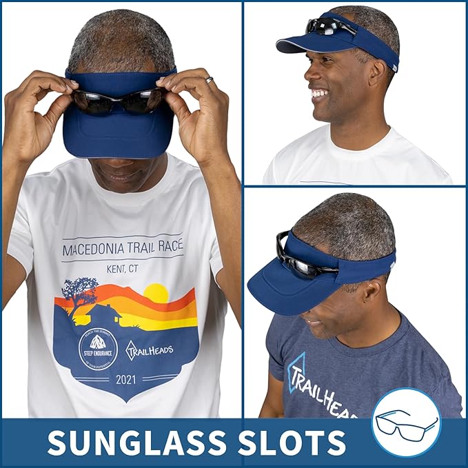 TrailHeads Sun Visor Hat for Men - Recycled Golf Visors for Men - Mens Running Visor for Tennis, Sports, Workouts