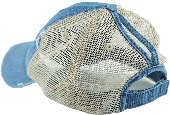 Classic Plain Ponytail Messy High Bun Headwear Adjustable Cotton Trucker Mesh Glitter Hat Baseball Cap