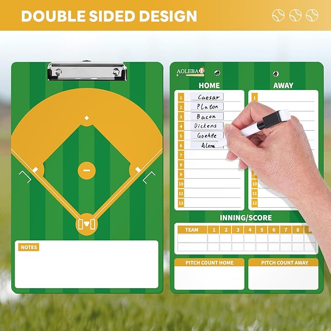 AOLEBA Baseball Lineup Board for Dugout,Dry Erase Magnetic Metal Baseball Clipboard for Coaches