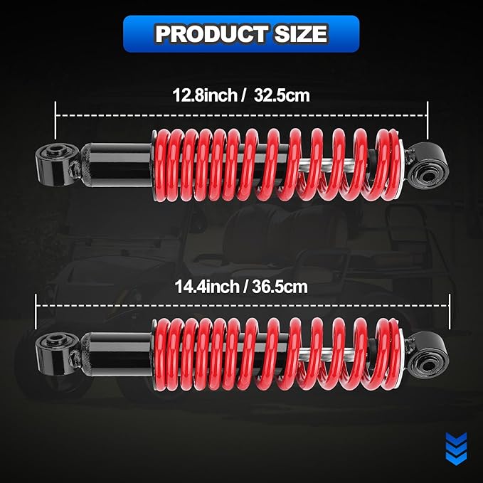 Rear Golf Cart Shock Absorbers Heavy Duty with Springs Compatible with 1995-up Yamaha Gas and Electric G14 G16 G19 G20 G22 G29 Models Replace# JN4-F2210-00, JN3-F2210-00 (RED)