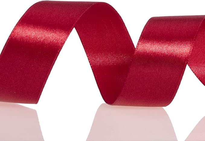 1 Inch Dark Red Solid Satin Ribbon, 50 Yards Craft Fabric Ribbon - Image 4