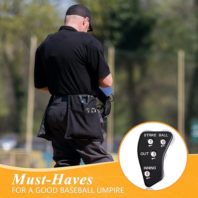 Deekin 4 Wheel Baseball Umpire Clicker Black Indicator Gear Practical Baseball Counter Clicker for Scorekeeper Recording Outs Innings Balls Softball Referee Equipment