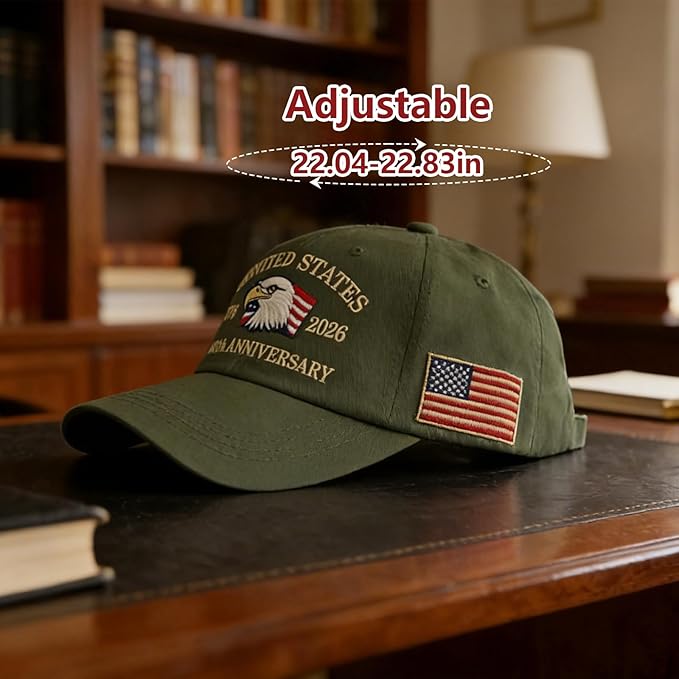 U.S.A 250th Anniversary Embroidered Baseball Cap Adjustable 1776-2026 Anniversary Birthday Retro Patriots Hat for Men Women