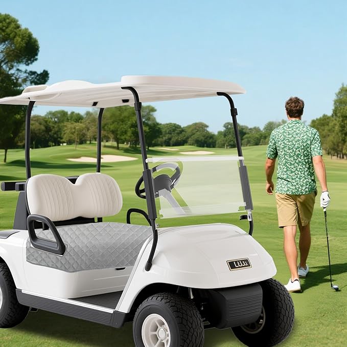 Klmnop Golf Cart Seat Covers, Golf Cart Seat Towel Blanket, Short Plush Surface Non-Slip Bottom Fits for EZGO, Yamaha, Club Car and More 2-Seat Golf Carts