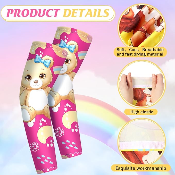 Newcotte 12 Pairs Arm Sleeves for Kids Compression Football Baseball Arm Sleeve Youth UV Protection Breathable Cooling Sleeve
