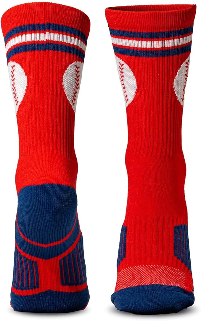 ChalkTalkSPORTS Baseball Performance Crew Socks - Boston Socks - Youth & Adult - Baseball Mid-Calf Socks