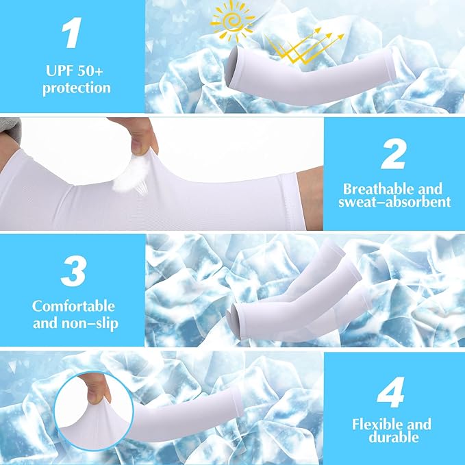 SATINIOR 6 Pairs Arm Sleeves for Kids, Compression UV Cooling Arm Sleeve for Baseball Football Youth Boy Girl Sports