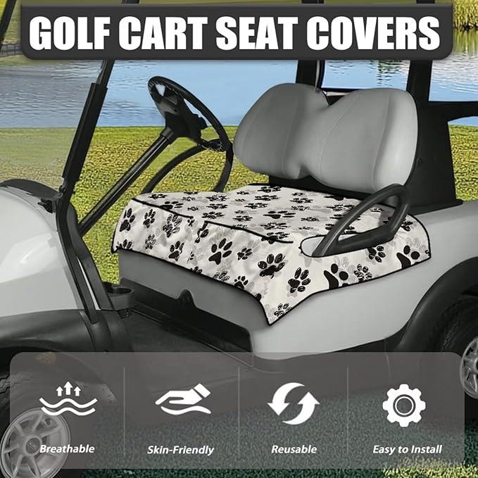 Golf Cart Seat Covers, Universal Golf Cart Seat Towel Blanket with 4 Front Pockets & Nonskid Bottom Fits for Club Car 2 Person Seats Golf Carts