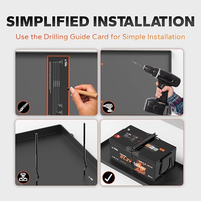 LiTime Lithium Battery Hold Down Kit, Heavy-Duty Golf Cart Battery Holder with Clamps and Bolts, Rust-Resistant Car Battery Bracket for LiTime Golf Cart Battery and Other Brand Lithium Batteries