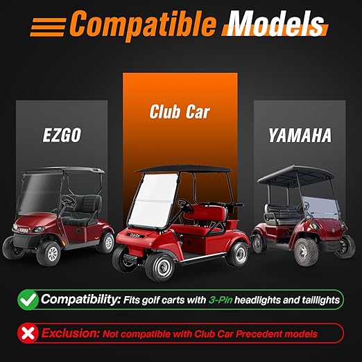 Upgrade Golf Cart Light Wire Harness for Club Car DS&EZGO TXT RXV&Yamaha Models, 12V Universal Golf Cart Headlight Taillight Harness with Fuse, Plug and Play
